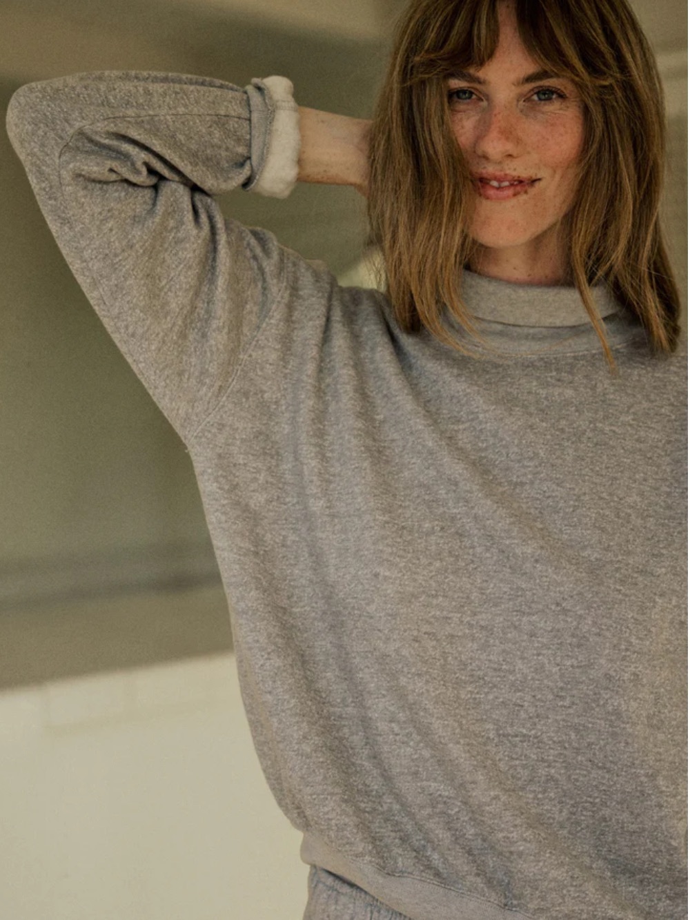 Buck Mason vintage interloop mock neck pullover sweatshirt grey heather XS new - Picture 2 of 9